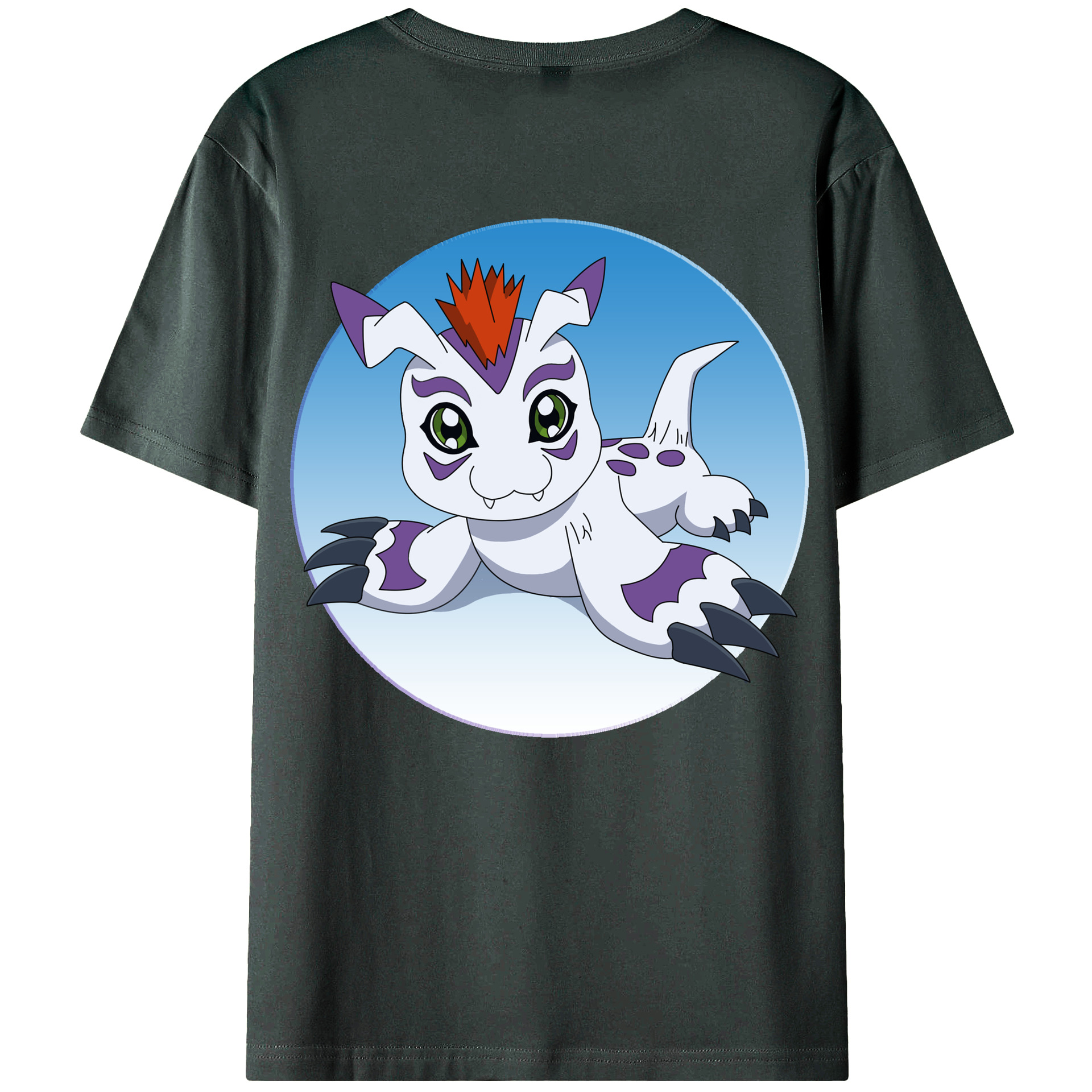 （画像用） Digimon デジタルモンスター/デジモン 綿100％ メンズ半袖Tシャツ（バックプリント） 通気性